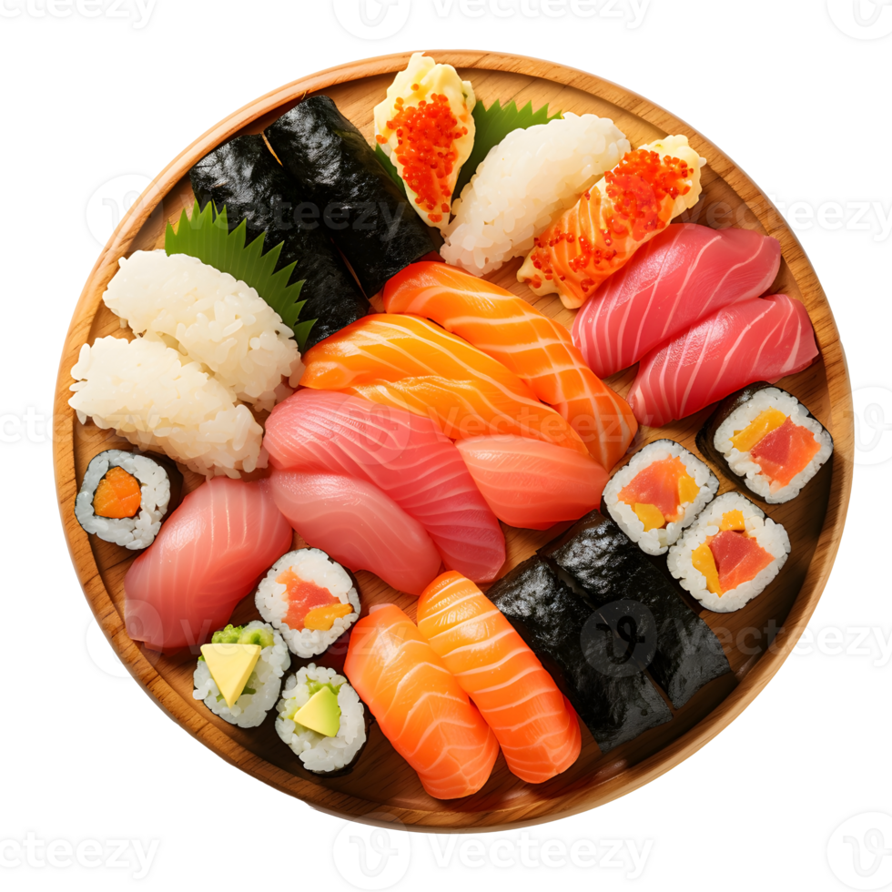 Culinary Elegance, Fresh Sushi Medley on a Plate, ai generated png