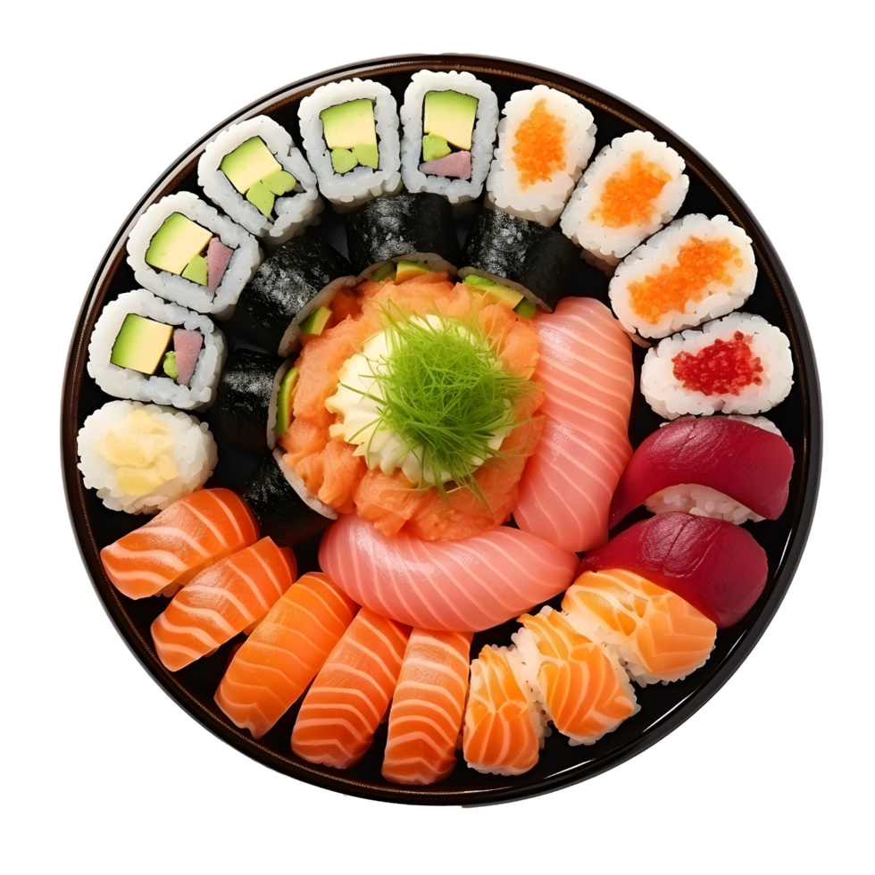 Fresh Sushi Mix on Display, ai generated png