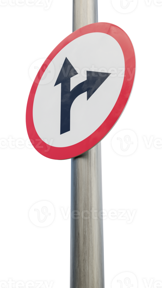 Go straight ahead or right sign. 3d render png