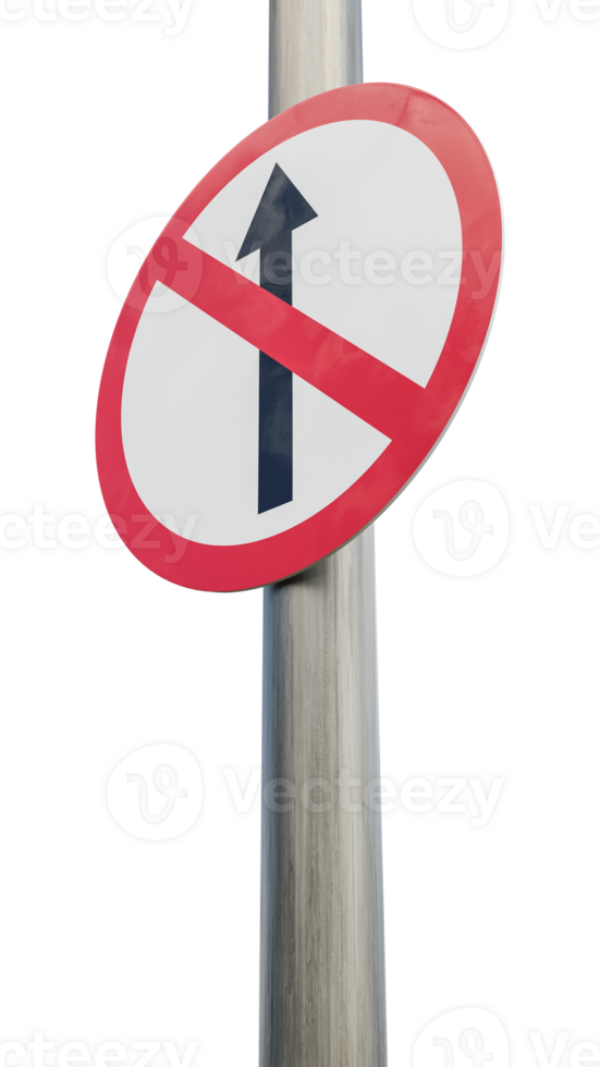 Prohibited direction sign. 3d render png