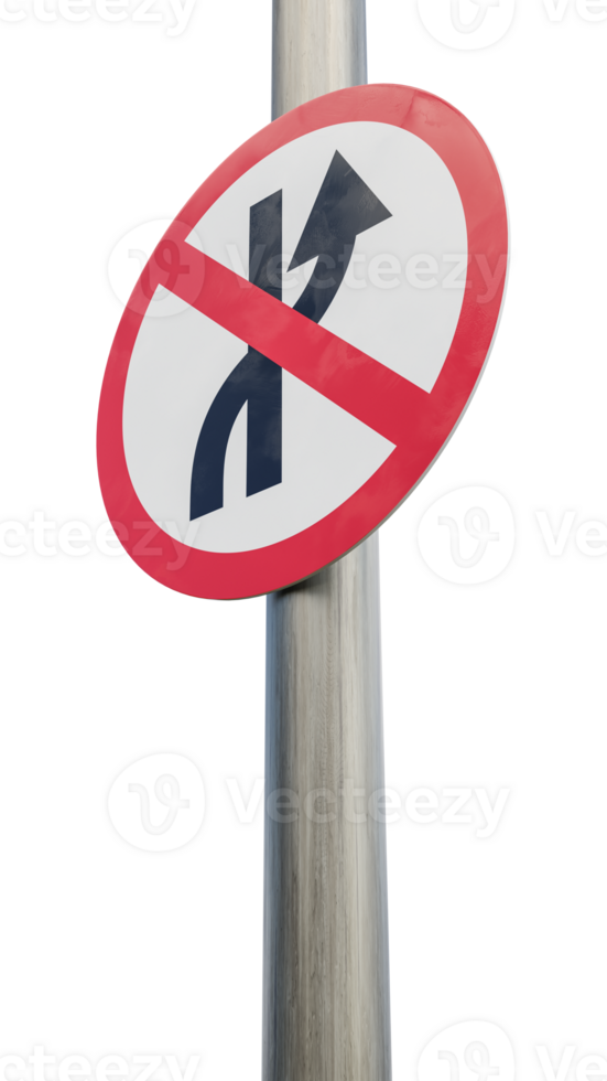 Sign prohibiting changing lanes. 3d render png