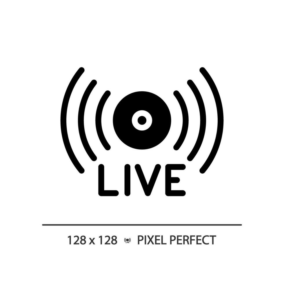 2D pixel perfect glyph style live stream icon, isolated vector, thin line illustration representing journalism. vector