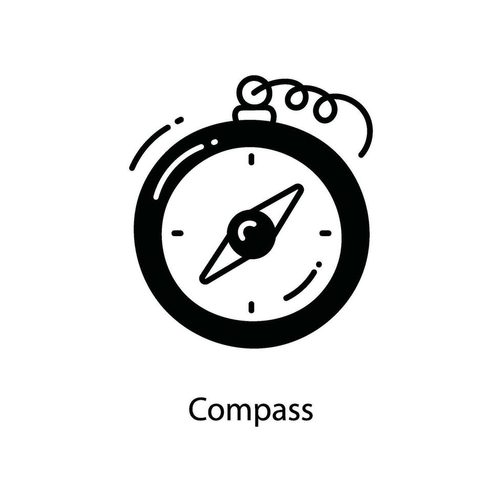 Compass doodle Icon Design illustration. Travel Symbol on White background EPS 10 File vector