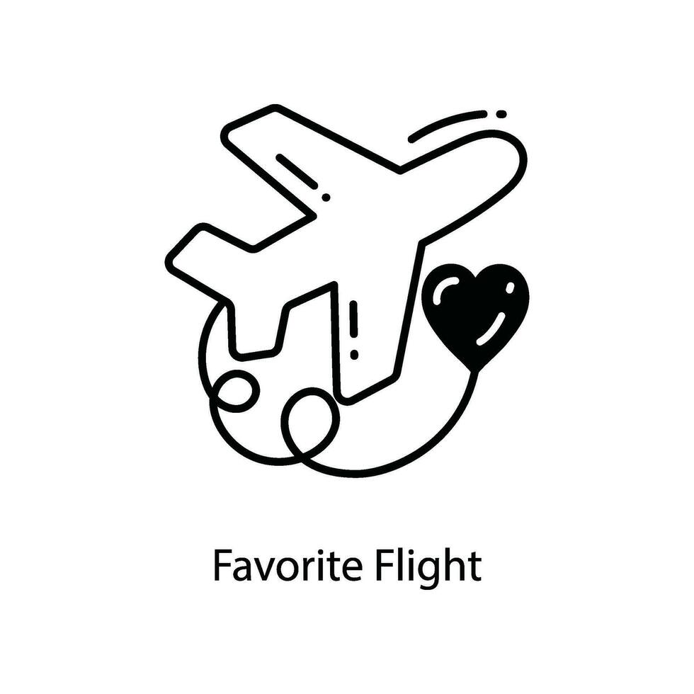 Favorite Flight doodle Icon Design illustration. Travel Symbol on White background EPS 10 File vector