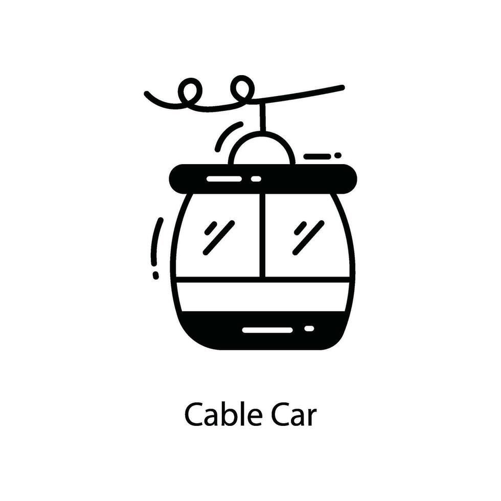 Cable Car doodle Icon Design illustration. Travel Symbol on White background EPS 10 File vector