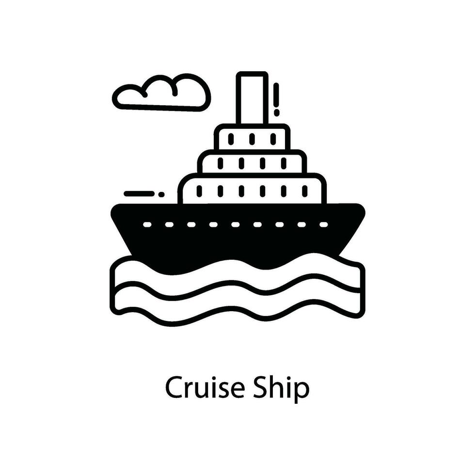 Cruise Ship doodle Icon Design illustration. Travel Symbol on White background EPS 10 File vector