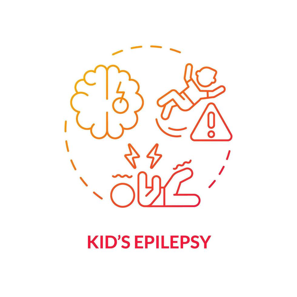 2D gradient icon kids epilepsy concept, isolated vector, illustration representing parenting children with health issues. vector