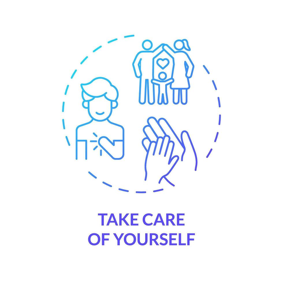 2D gradient icon take care of yourself concept, isolated vector, illustration representing parenting children with health issues. vector