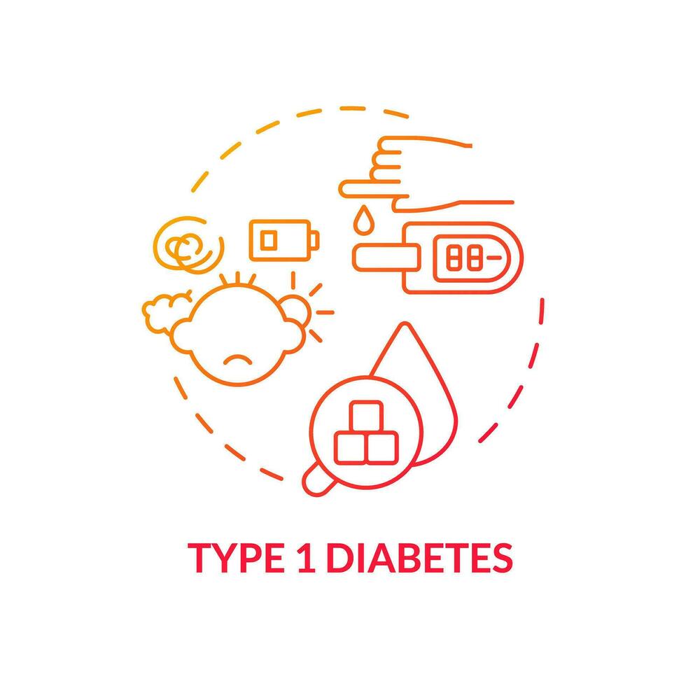 2D gradient icon type 1 diabetes concept, isolated vector, illustration representing parenting children with health issues. vector