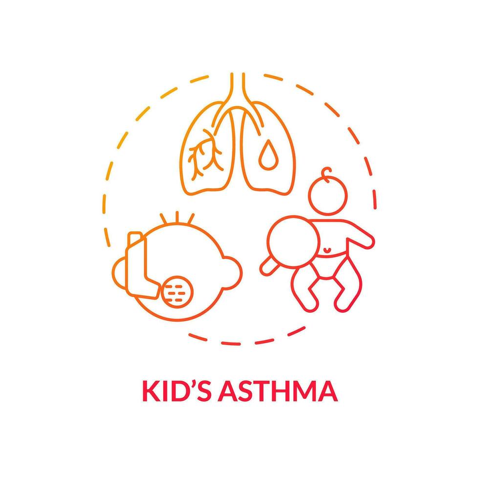 2D gradient icon kids asthma concept, isolated vector, illustration representing parenting children with health issues. vector