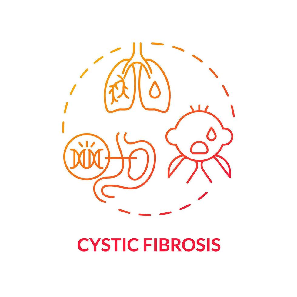 2D gradient icon cystic fibrosis concept, isolated vector, illustration representing parenting children with health issues. vector