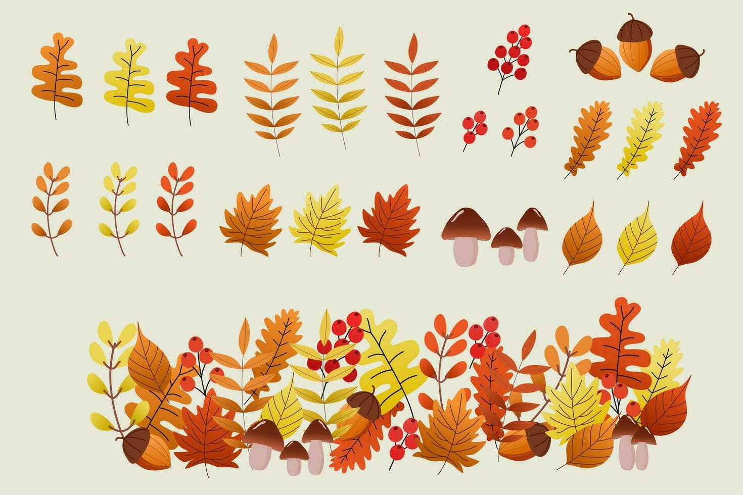 otoño hoja conjunto elementos vector ilustración