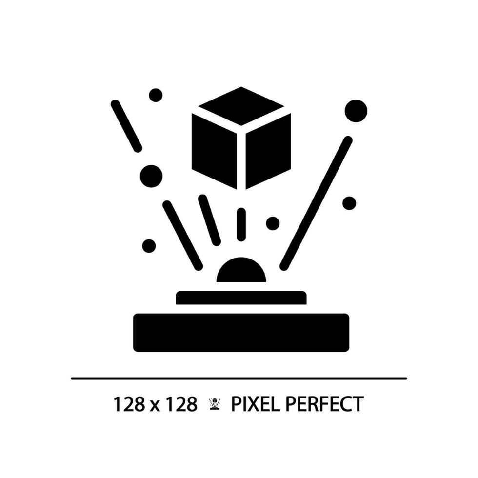 2D pixel perfect glyph style projection icon, isolated vector, silhouette illustration representing VR, AR and MR. vector