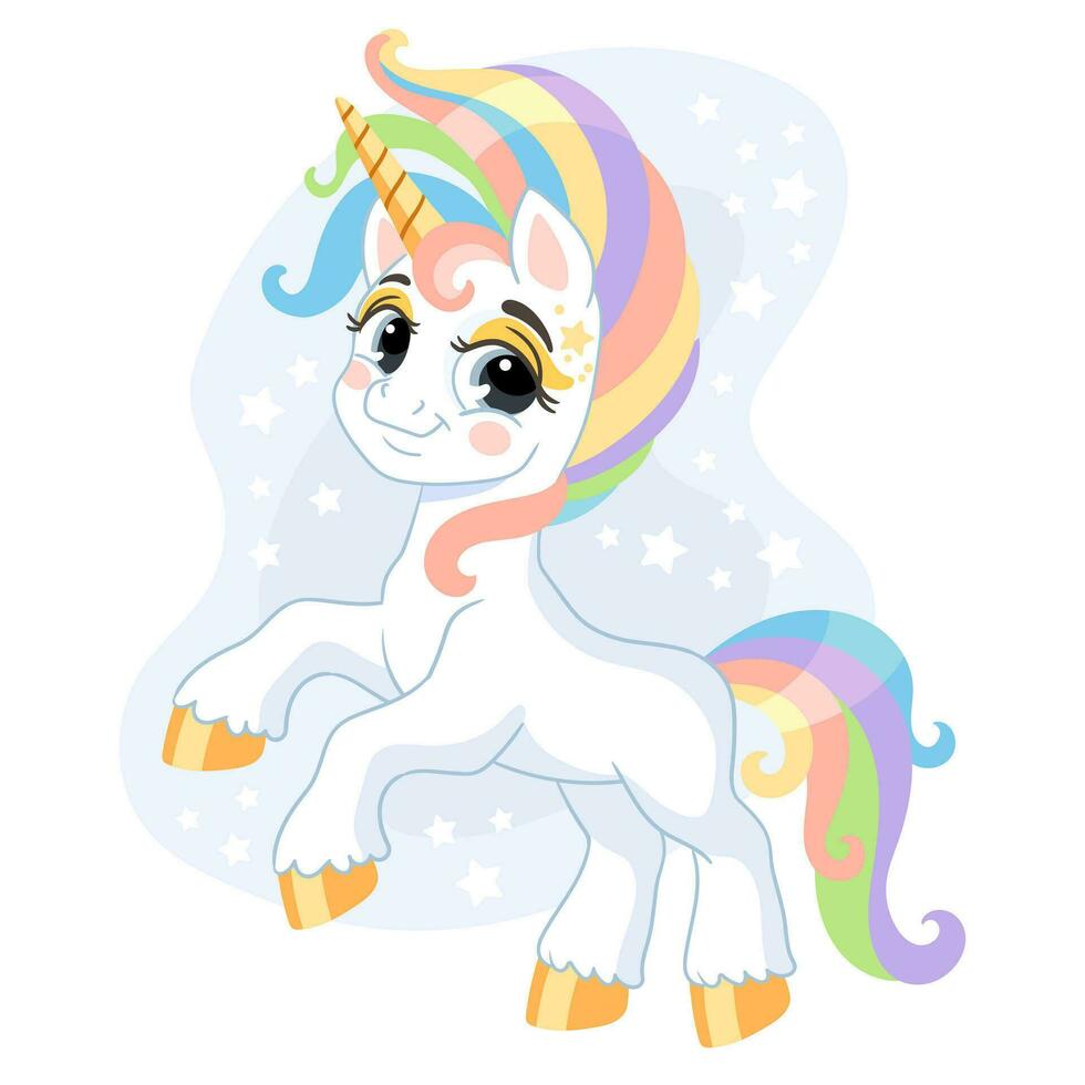 Cute cartoon character lady unicorn vector illustration