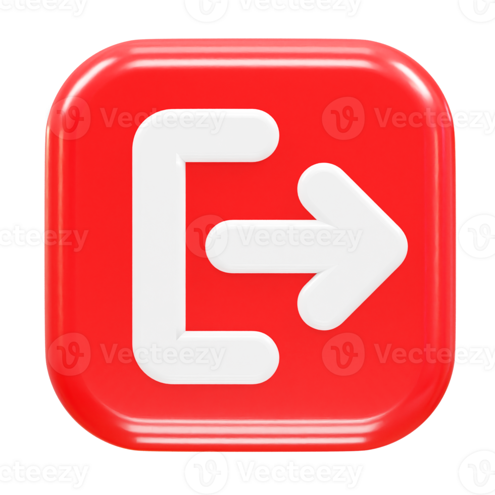 Exit icon logout 3d illustration rendering transparent png