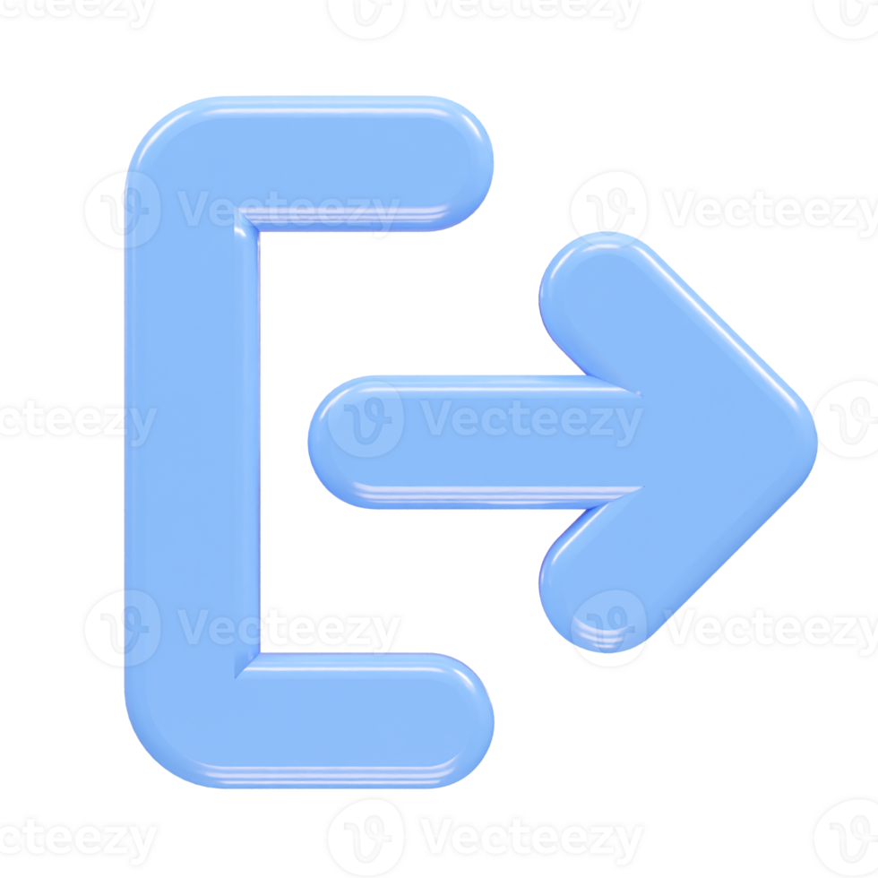 Exit icon logout 3d illustration rendering transparent png