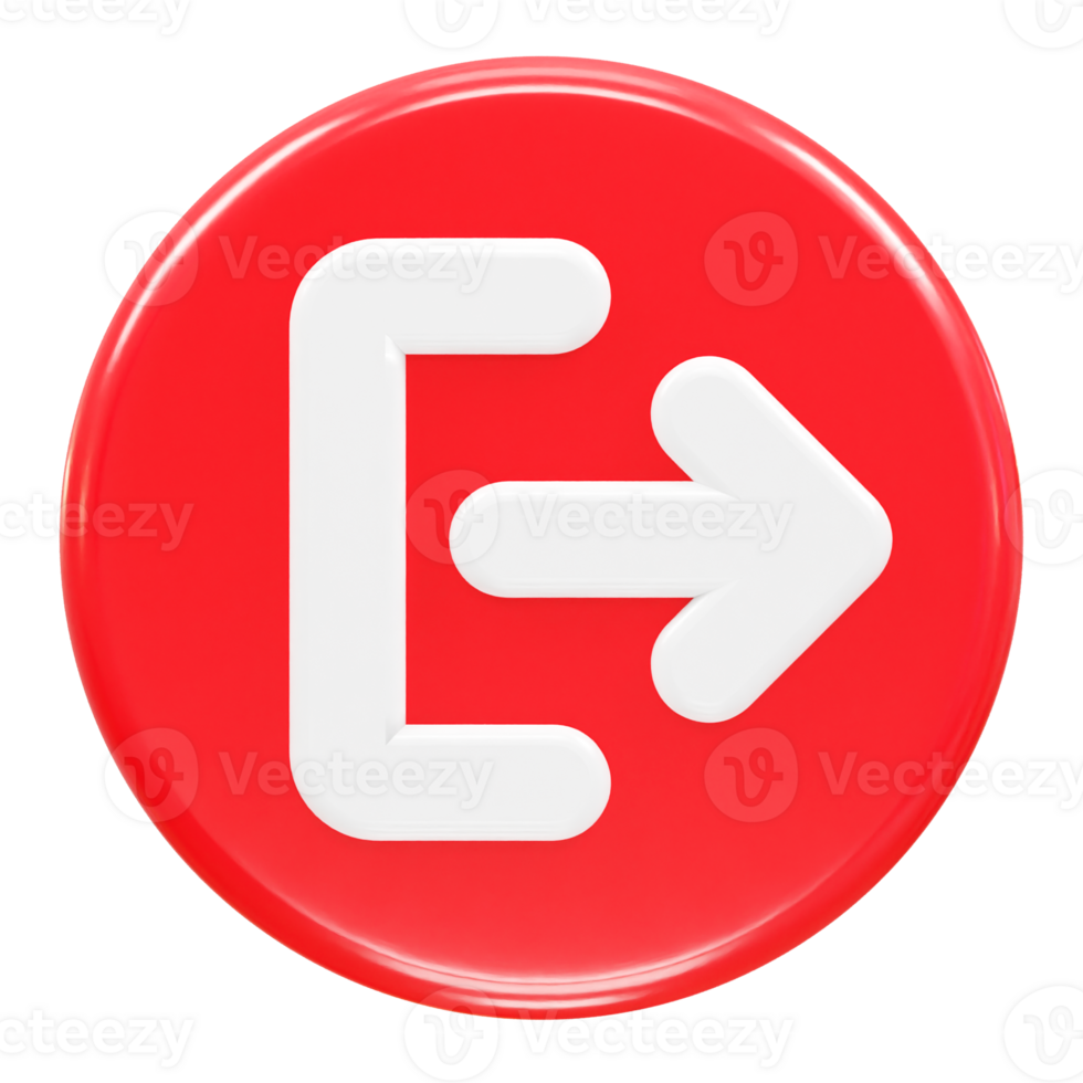 Exit icon logout 3d illustration rendering transparent png