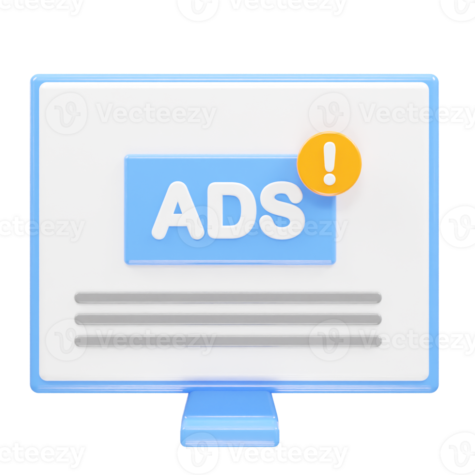 Ads icon render 3d illustration element png