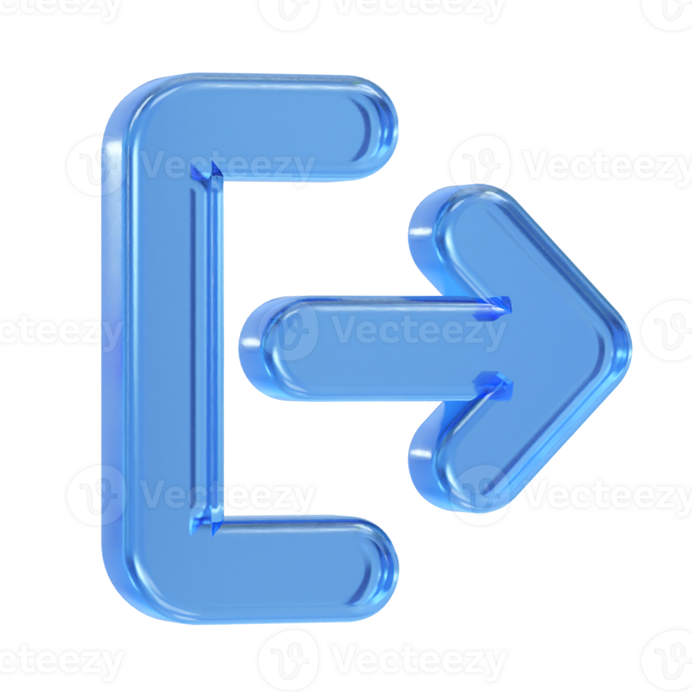 Exit icon logout 3d illustration rendering transparent png