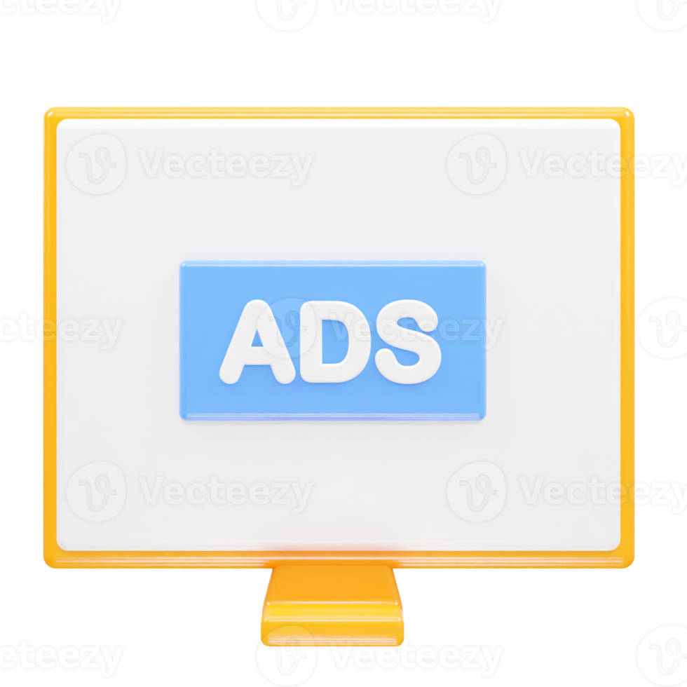 Ads icon render 3d illustration element png