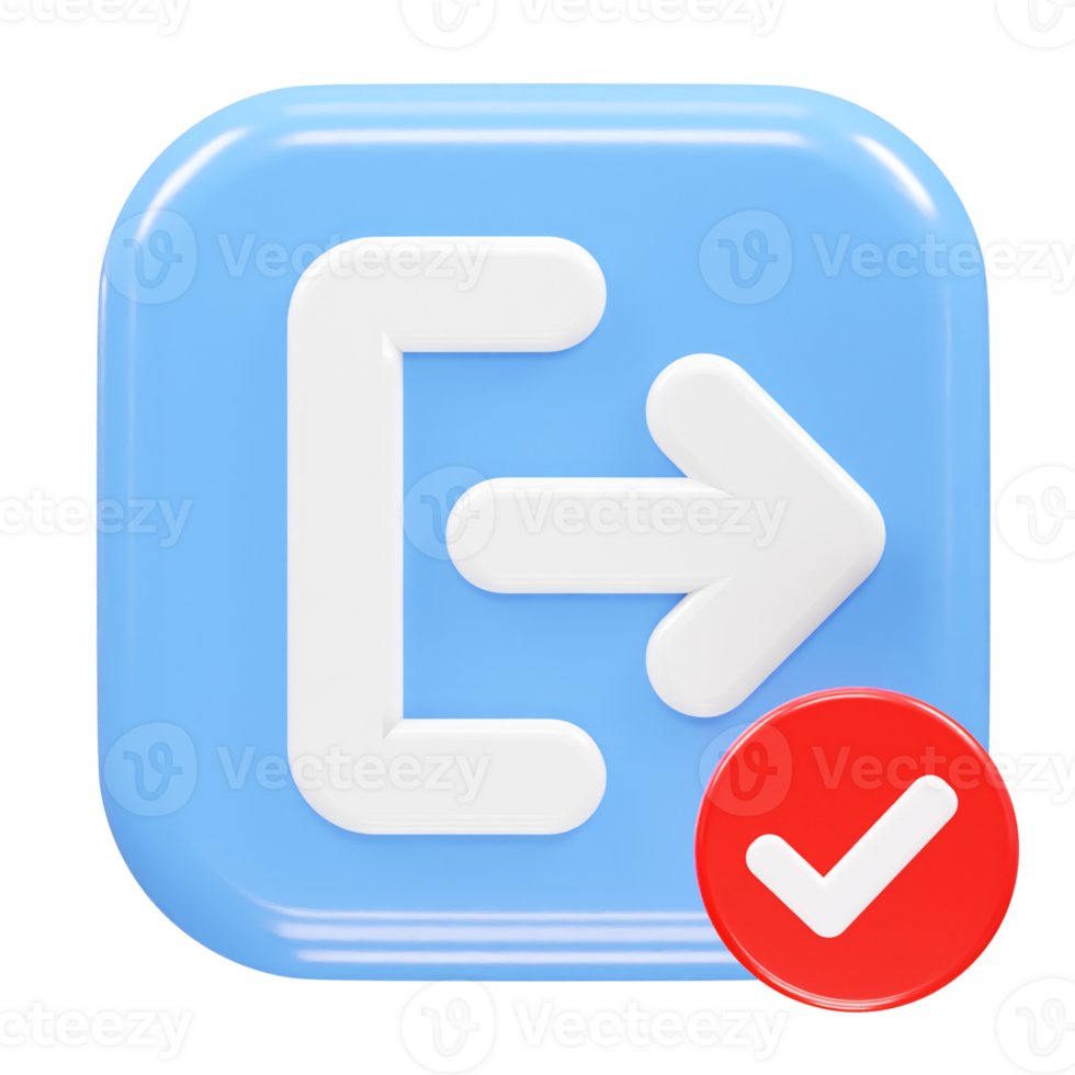 Exit icon logout 3d illustration rendering transparent png