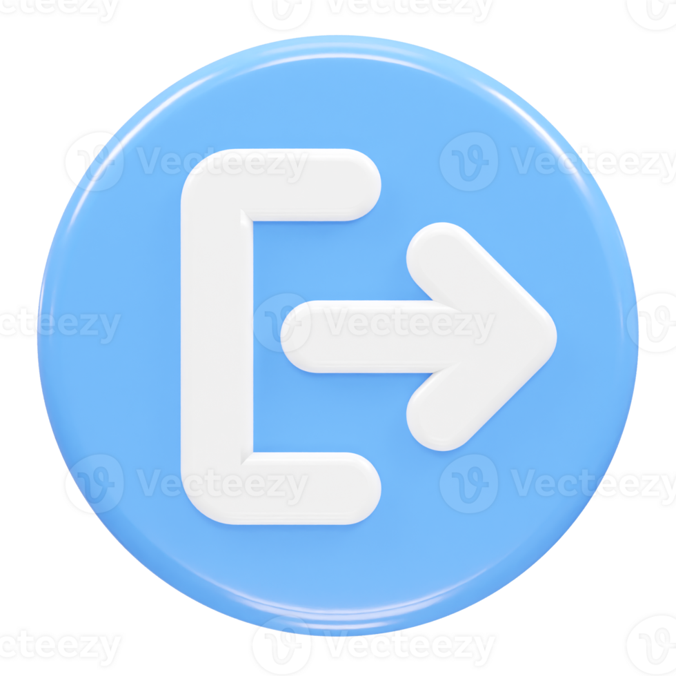 Exit icon logout 3d illustration rendering transparent png