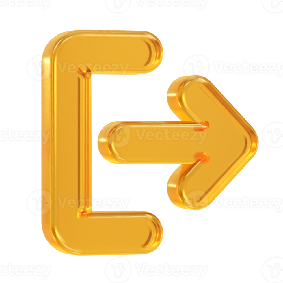 Exit icon logout 3d illustration rendering transparent png