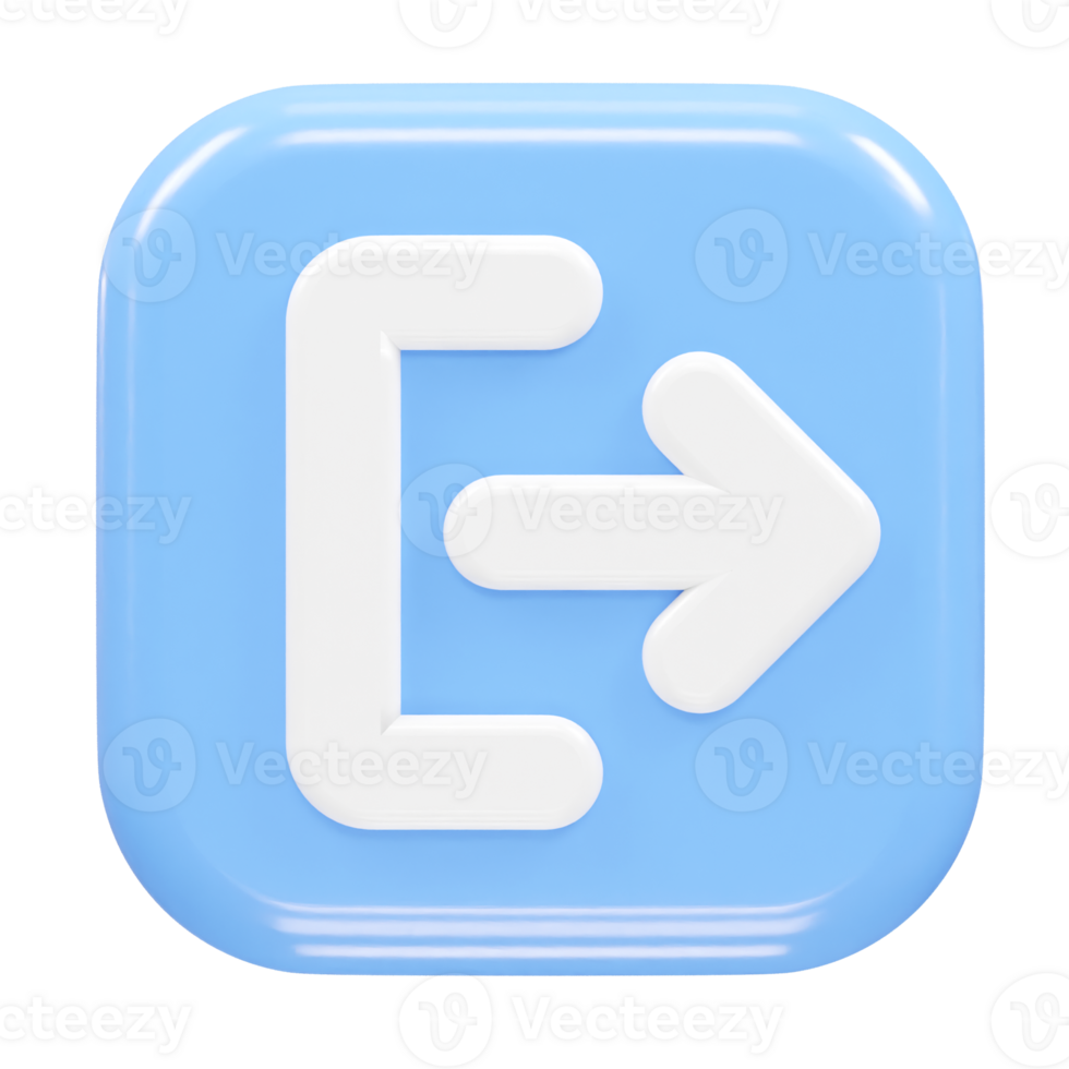 Exit icon logout 3d illustration rendering transparent png