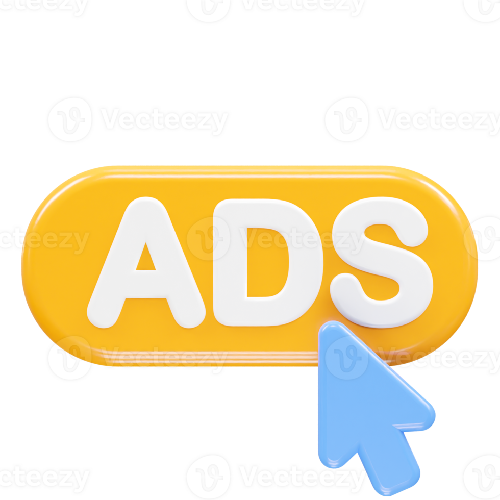 Ads icon render 3d illustration element png