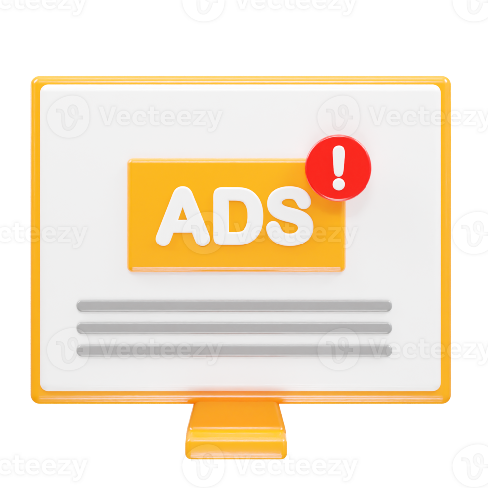 Ads icon render 3d illustration element png