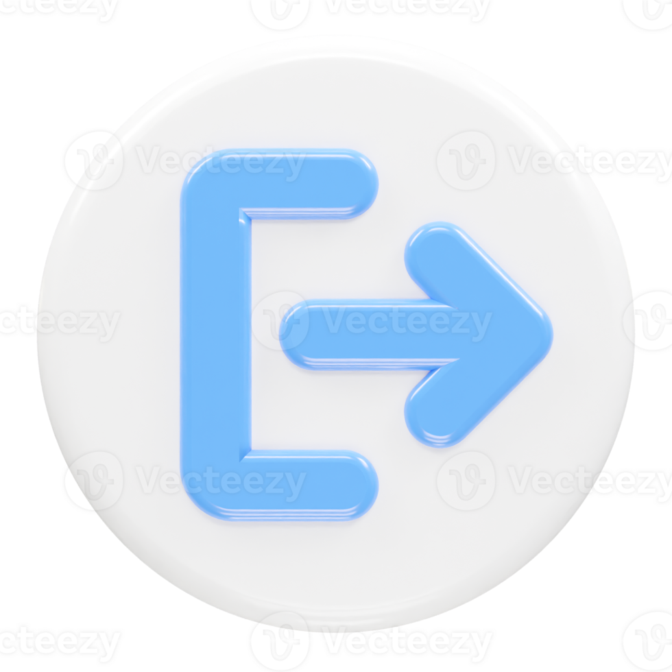 Exit icon logout 3d illustration rendering transparent png