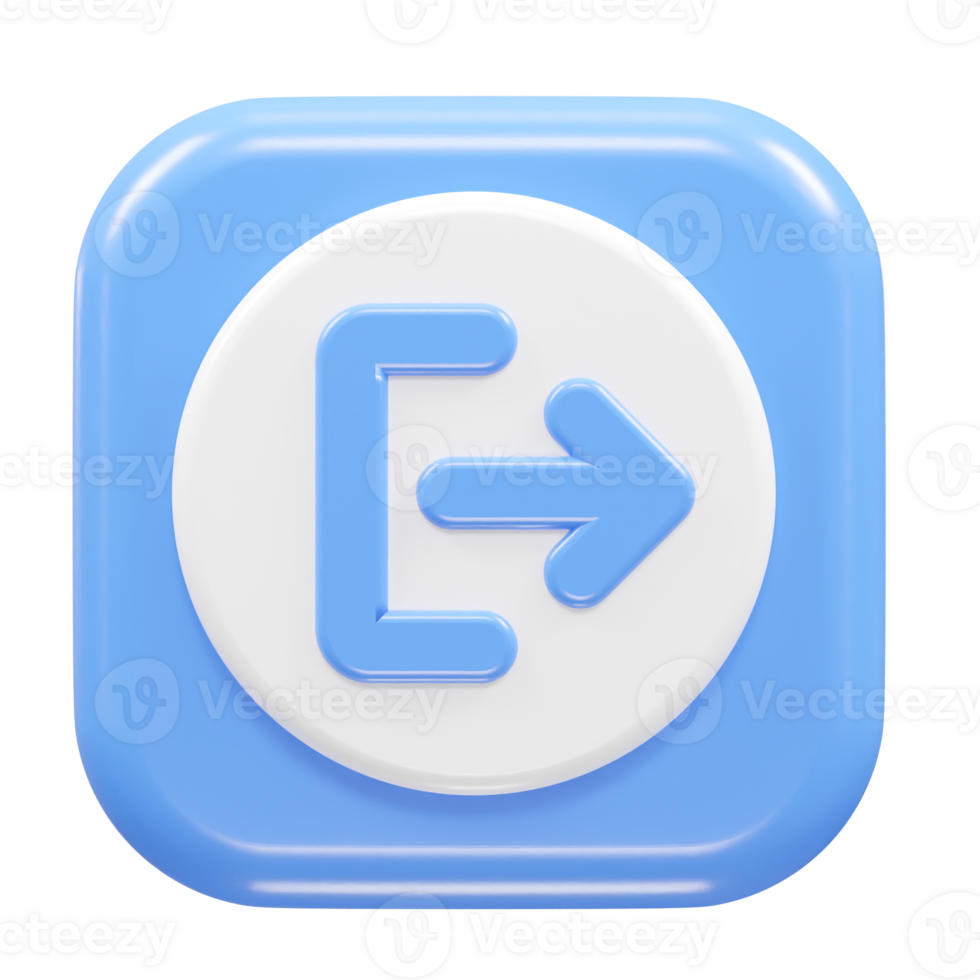 Exit icon logout 3d illustration rendering transparent png