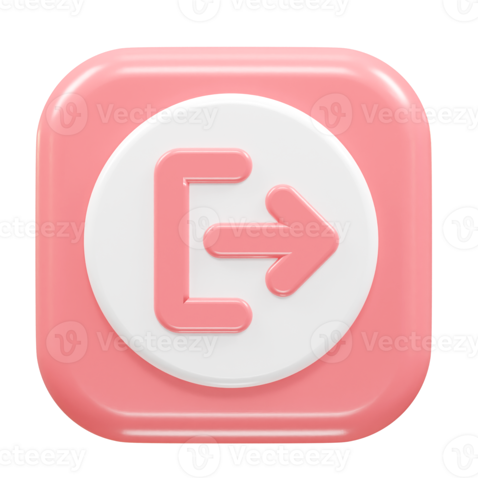 Exit icon logout 3d illustration rendering transparent png
