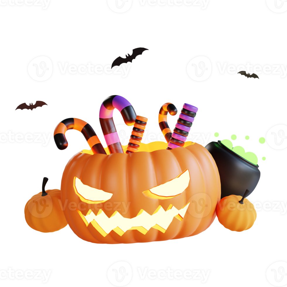 halloween 3d illustraties, lantaarn, zombie, heksen hoed, pompoen, ketel, oogbol, weerwolf, geest, vol maan, kist, knuppel, vampier, skelet, monster, heks, web, spin, halloween 3d hoog png. png