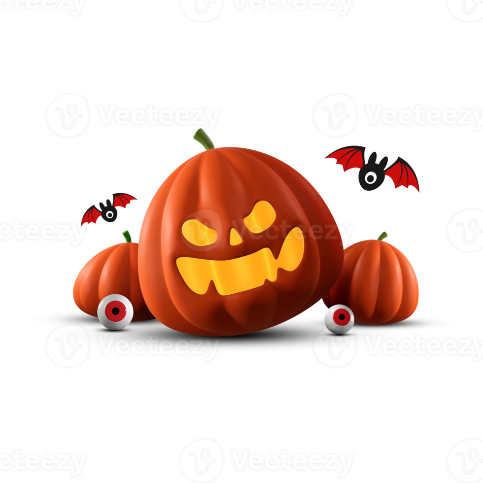 Halloween 3D illustrations, lantern, zombie, witches hat, pumpkin, cauldron, eyeball, werewolf, ghost, full moon, coffin, bat, vampire, skeleton, monster, witch, web, spider, Halloween 3D High png. png