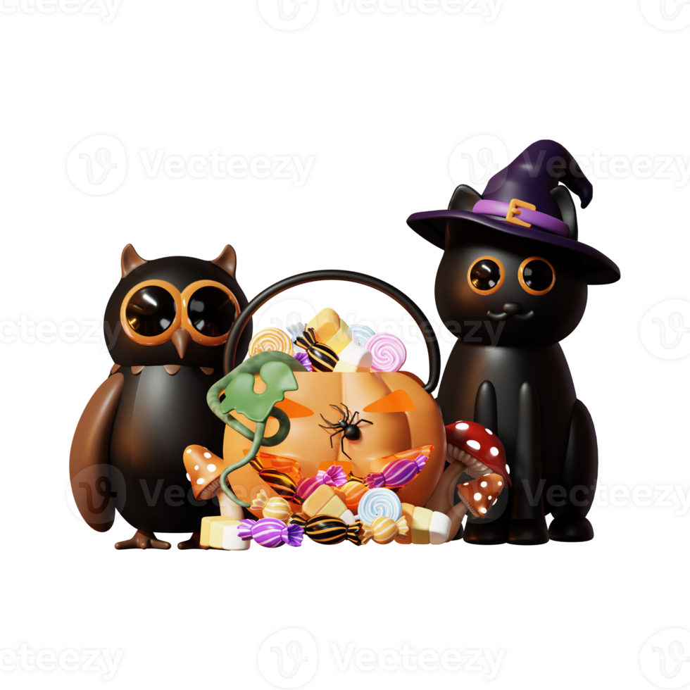 Halloween 3D illustrations, lantern, zombie, witches hat, pumpkin, cauldron, eyeball, werewolf, ghost, full moon, coffin, bat, vampire, skeleton, monster, witch, web, spider, Halloween 3D High png. png