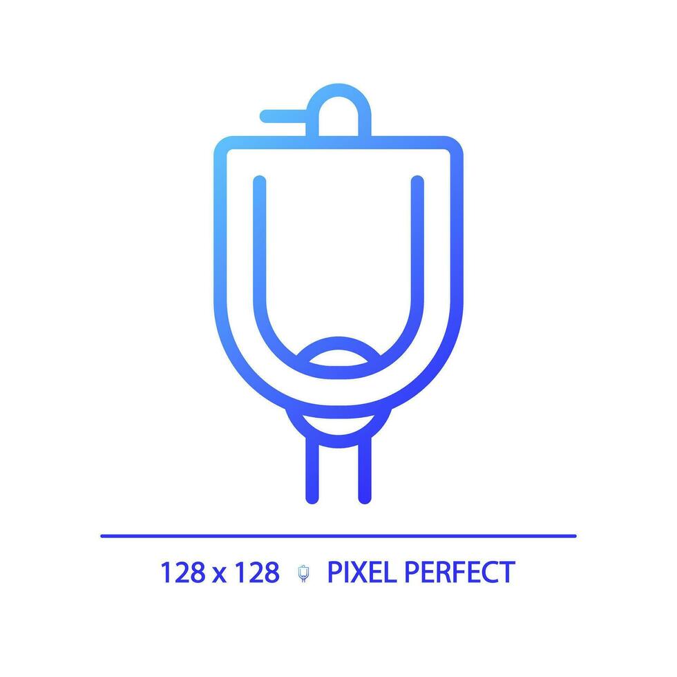 2D pixel perfect gradient urinal bowl icon, isolated vector, blue thin line illustration representing plumbing. vector