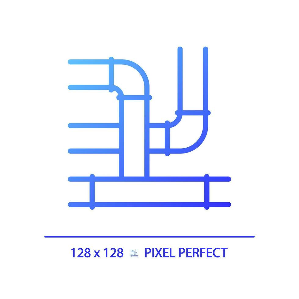 2D pixel perfect gradient icon, isolated vector, blue thin line illustration representing plumbing. vector