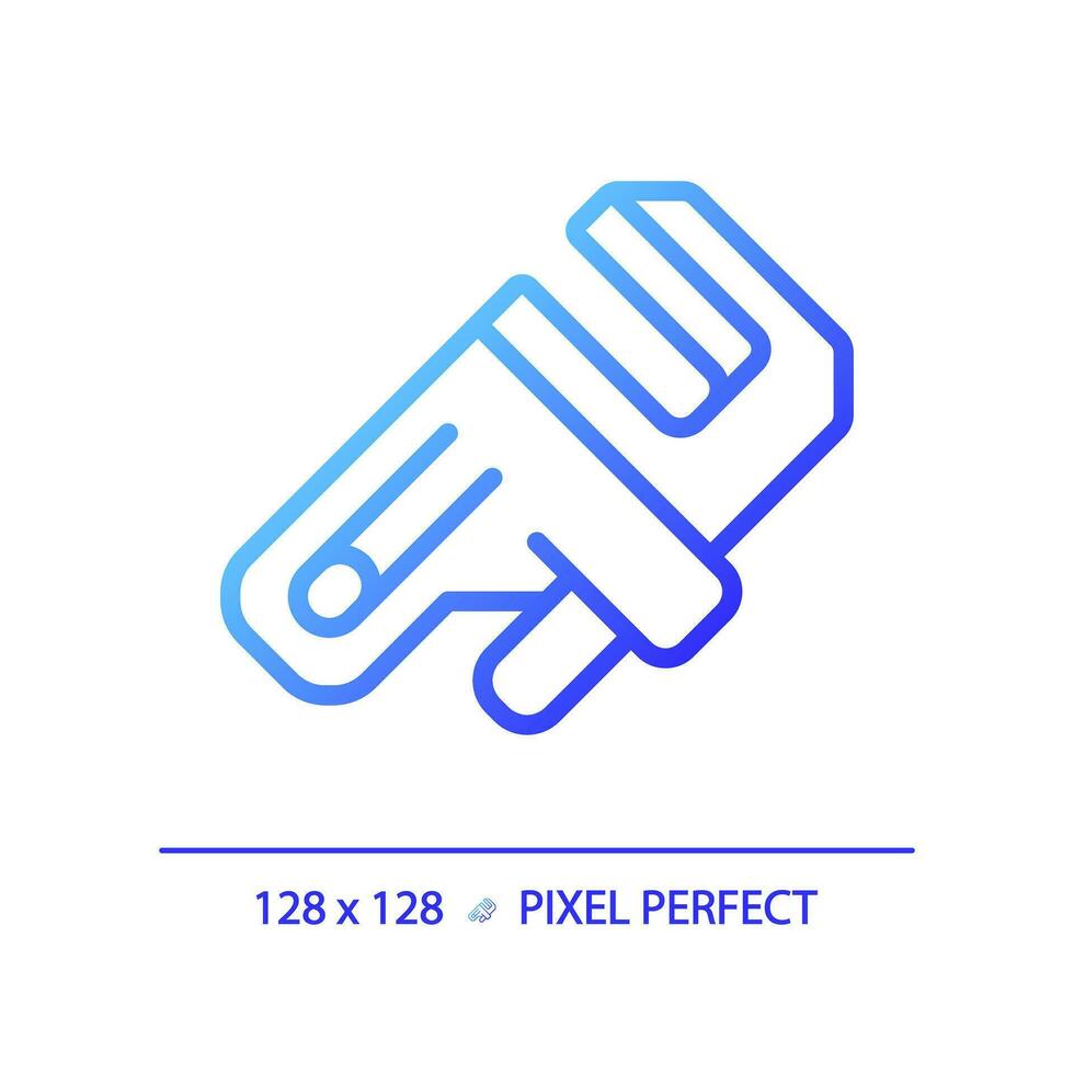 2D pixel perfect gradient adjustable wrench icon, isolated vector, blue thin line illustration representing plumbing. vector