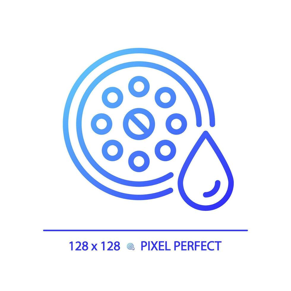 2D pixel perfect gradient drain icon, isolated vector, blue thin line illustration representing plumbing. vector