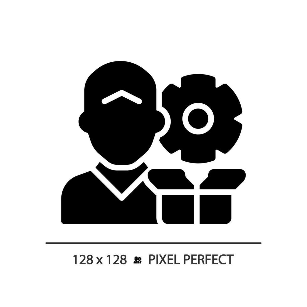 Pixel perfect glyph style support icon, isolated vector, product management illustration. vector