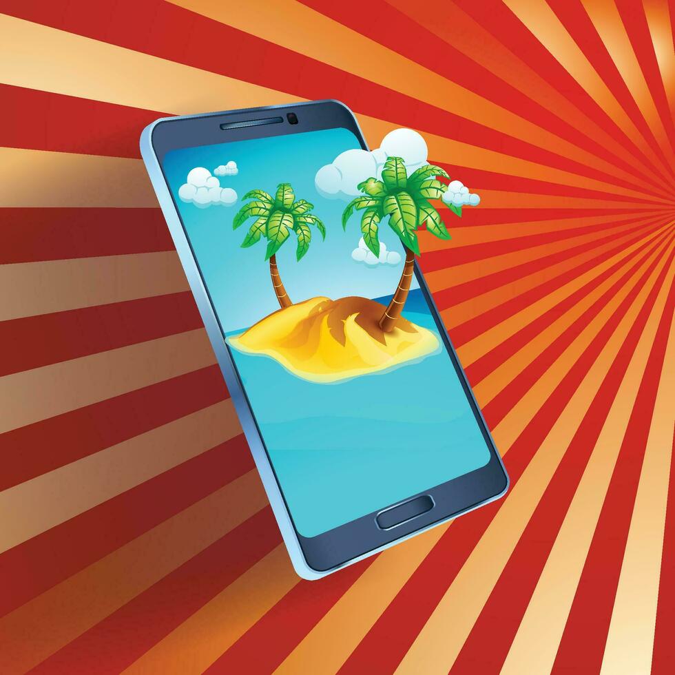 smartphone with island image vector