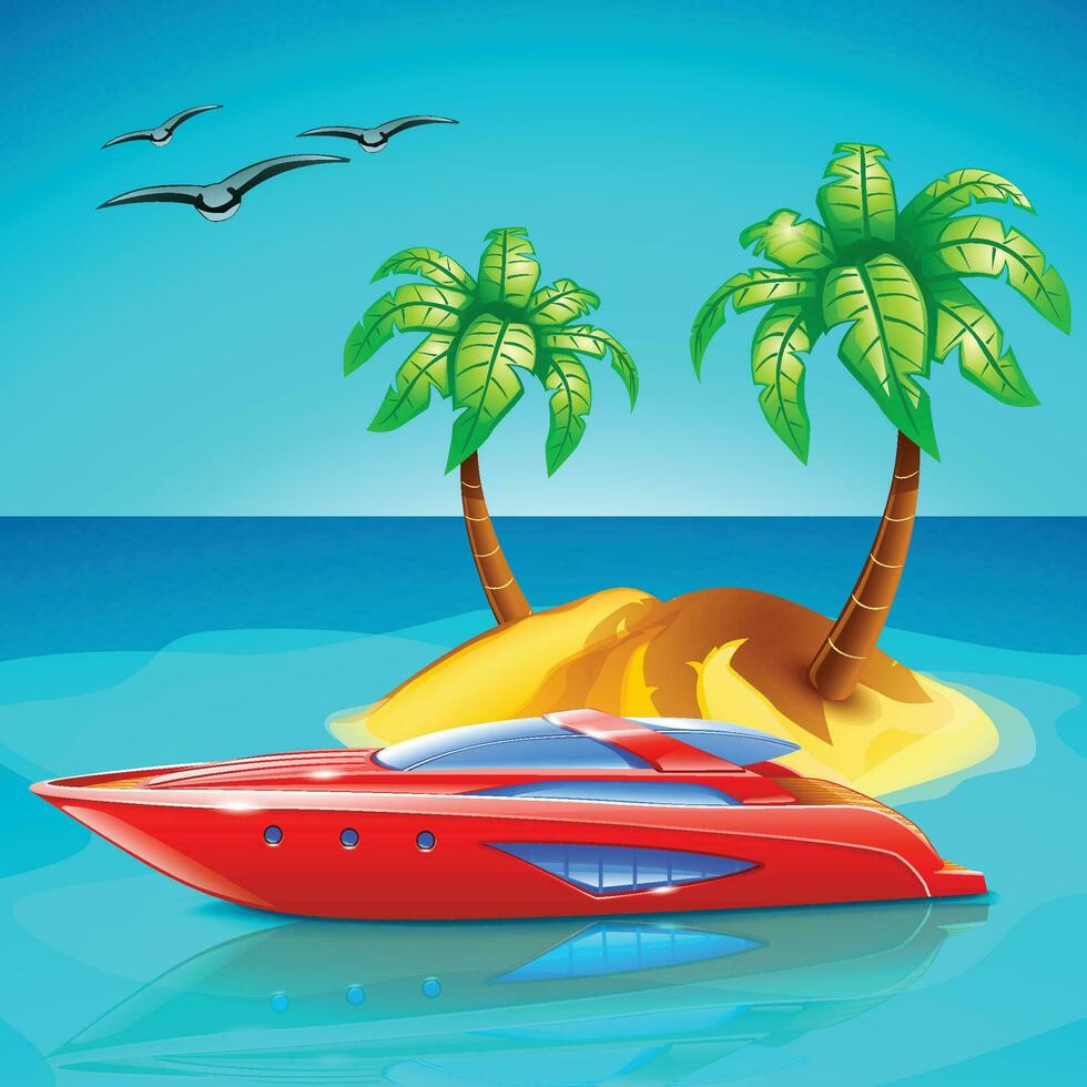 island at sunny day vector