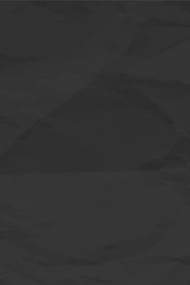 Black clean crumpled paper background. Vertical crumpled empty paper template for posters and banners. Vector illustration