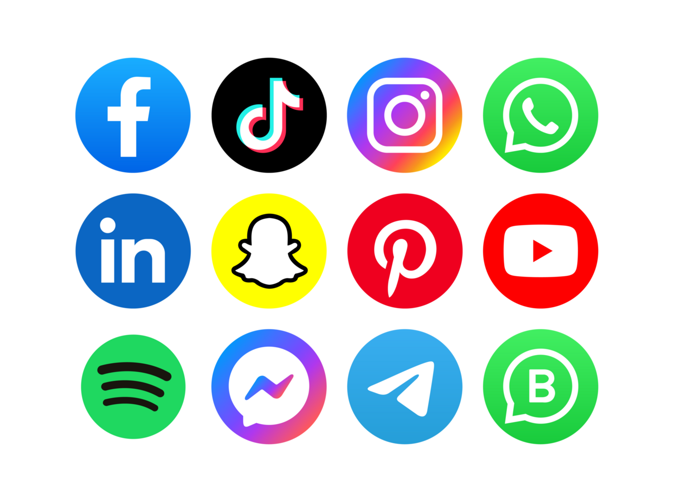 Set of social media icons, editable file png