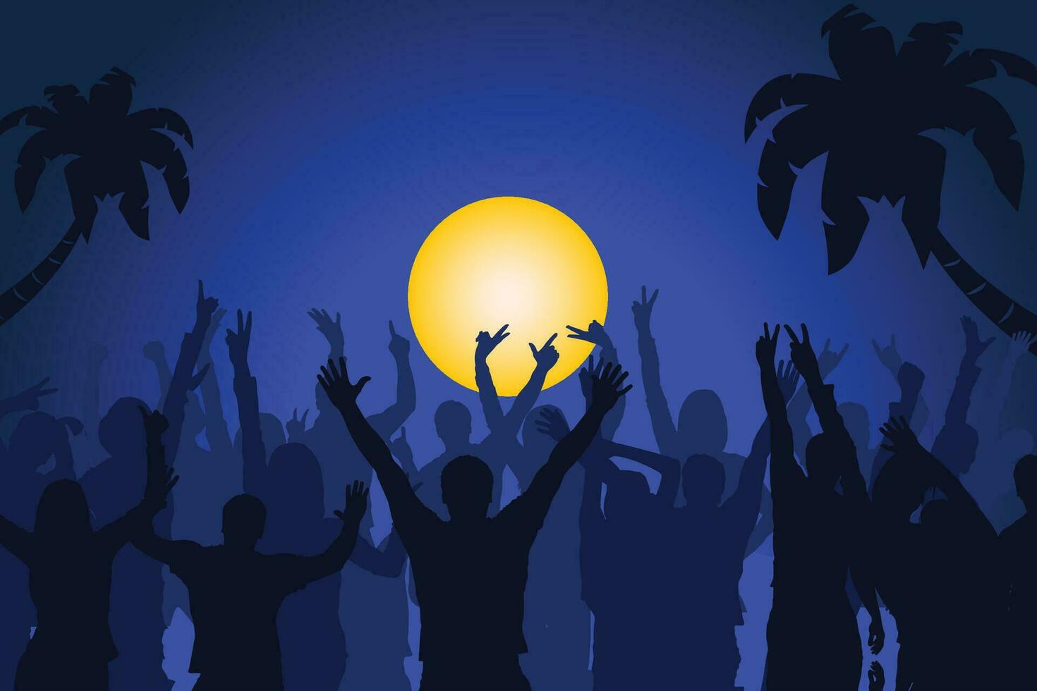 island party at night vector