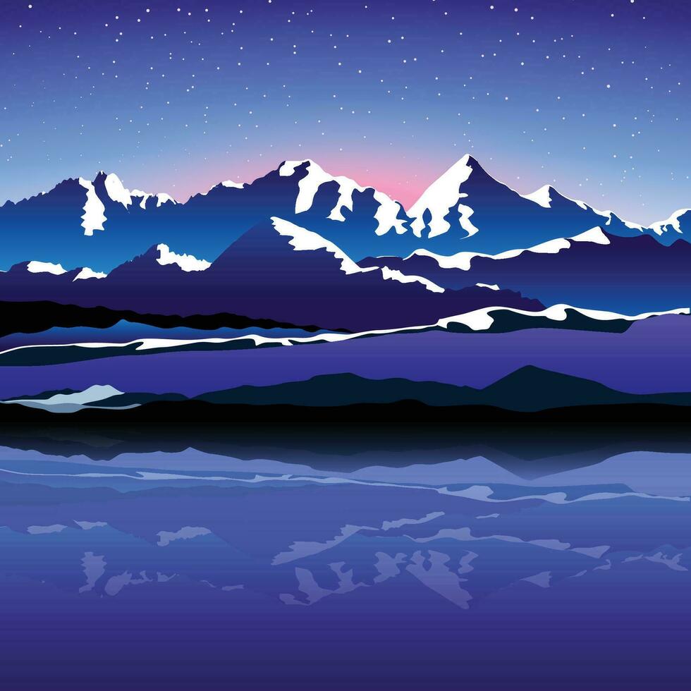 montañas paisaje a noche vector