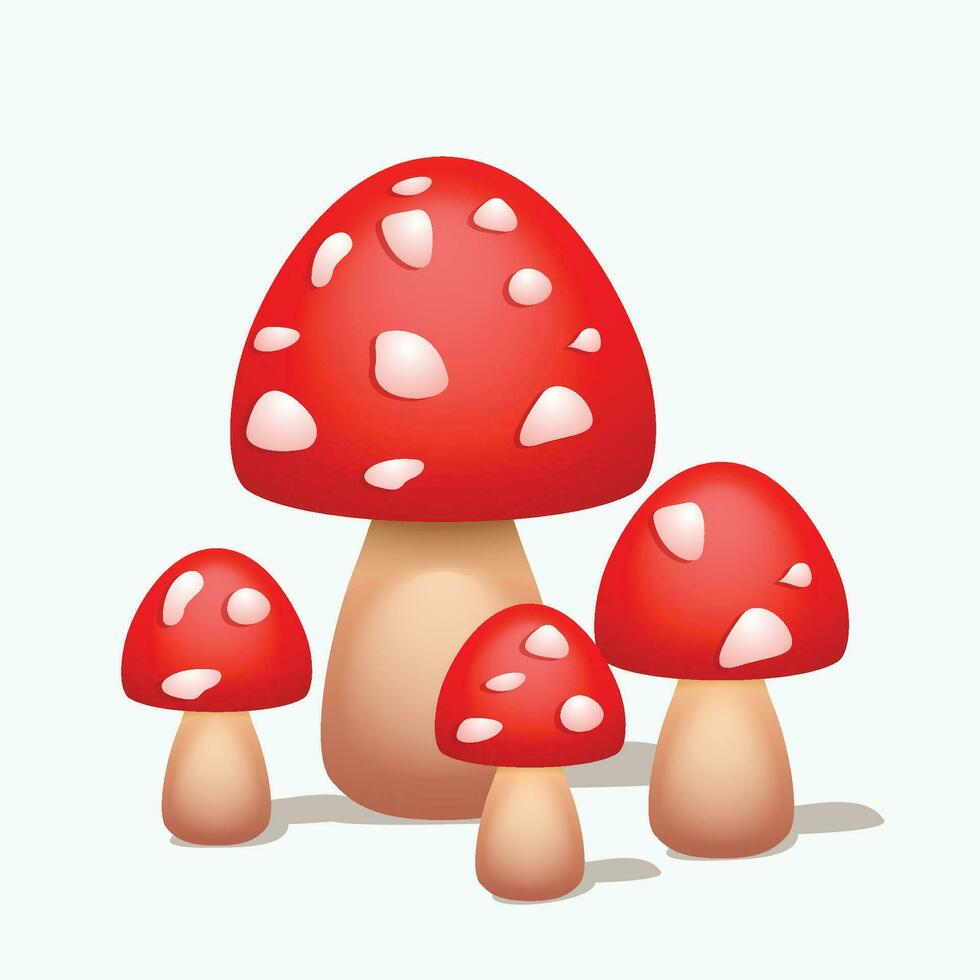 cartoon mushrooms isolated vector