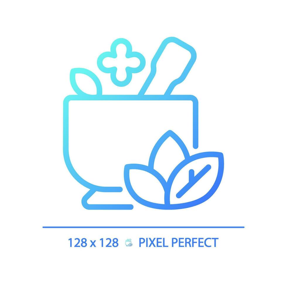 2D pixel perfect blue gradient ayurveda icon, isolated vector, meditation thin line illustration. vector