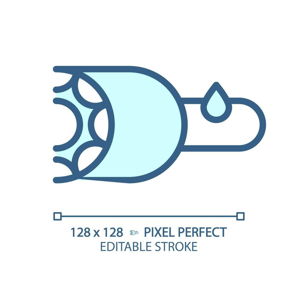 2D pixel perfect editable soundproofing solution blue icon, isolated vector, soundproofing thin line illustration. vector